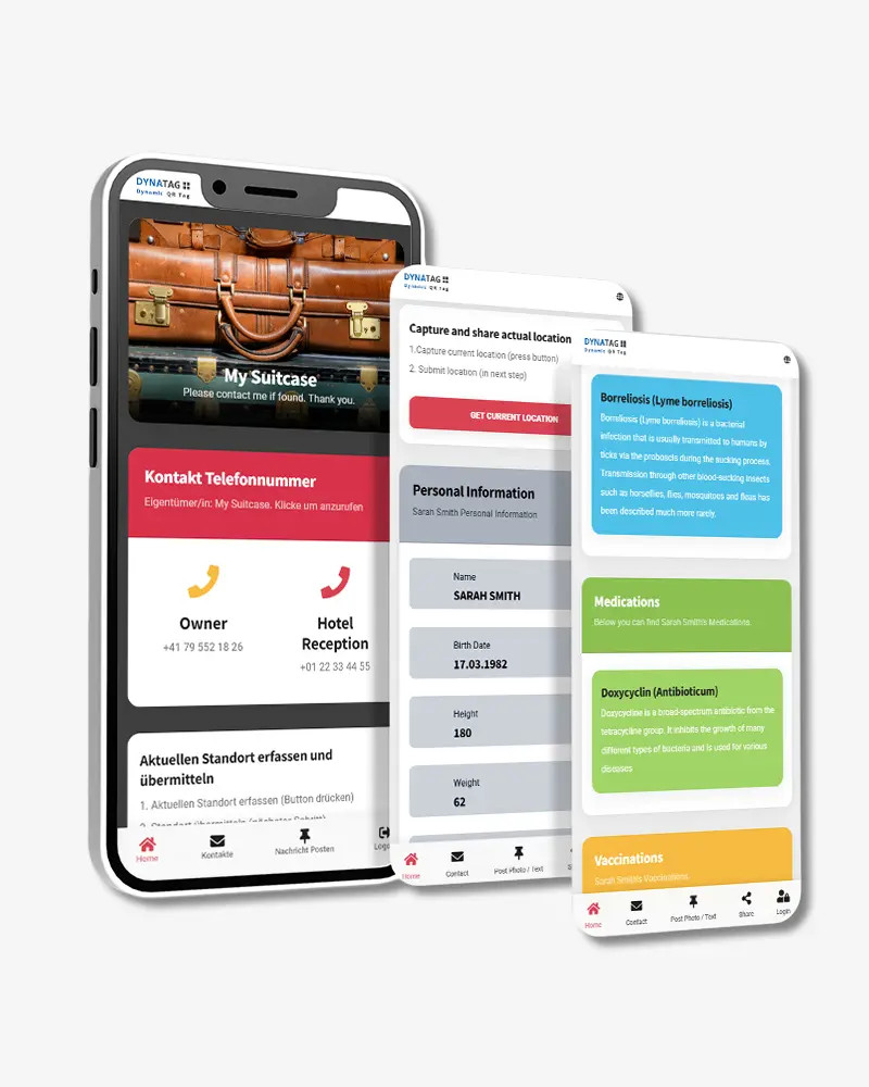 Gepäckanhänger mit QR und NFC | DynaTag