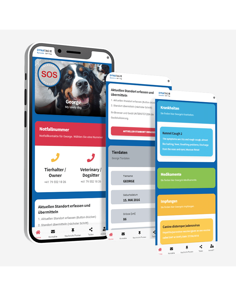 Dierenpenning pootvorm aluminium – QR-code dier-ID met online profiel