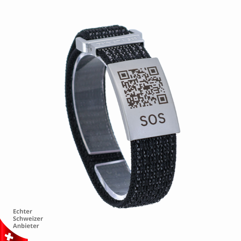 SOS Armband Textiel met QR-code | Noodarmband | DynaTag