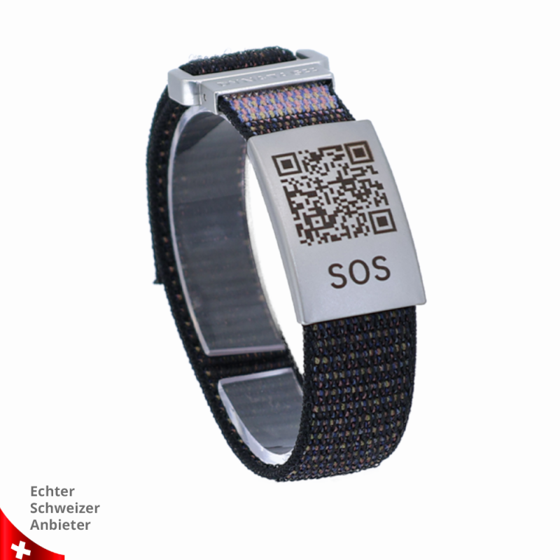SOS Armband Textiel met QR-code | Noodarmband | DynaTag