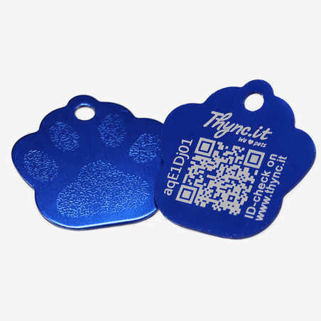 Dierenpenning pootvorm aluminium – QR-code dier-ID met online profiel
