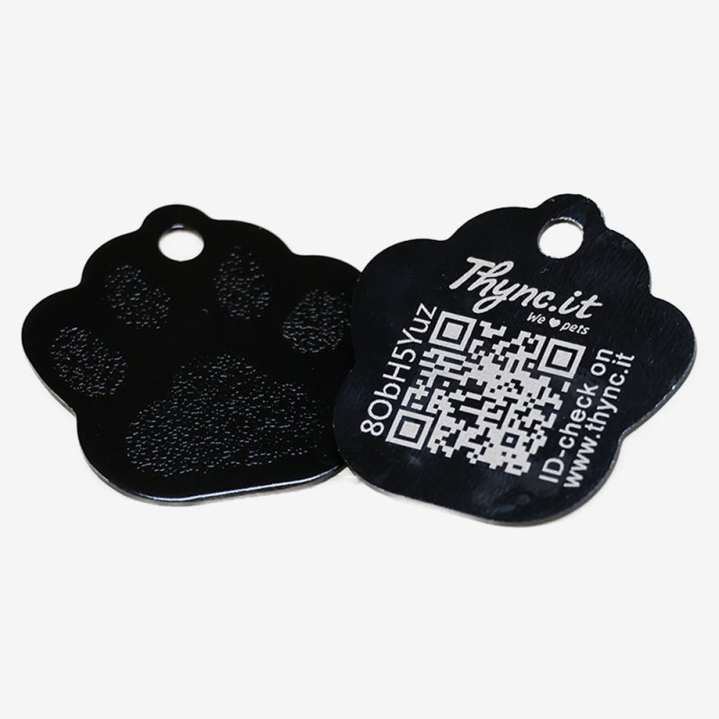 Tiermarke Pfotenform Aluminium – QR-Code Tier-ID mit Online-Profil
